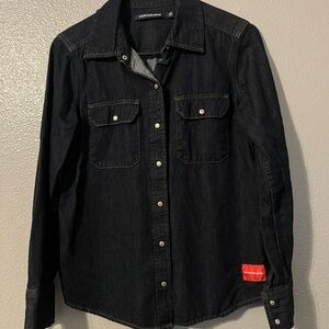 Dark Blue Denim Snap Shirt